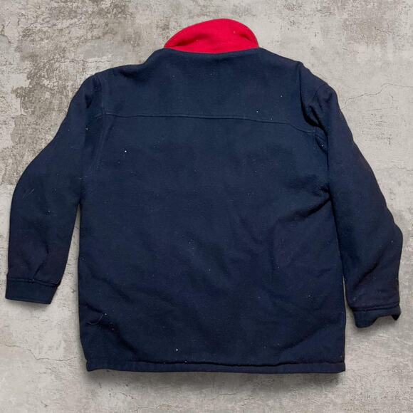 Black and red reversible 90s wool Marlboro fleece winter jacket size L - Picture 4 of 8